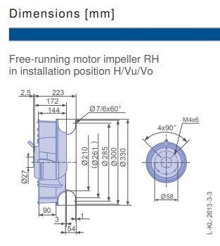 Чертеж вентилятора RH31V-4EP.WD.1R, арт. 113299